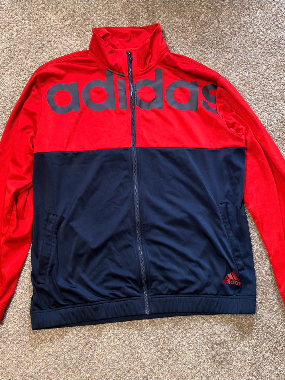 ADIDAS
 Men’s Red & Navy Full-Zip Track Jacket